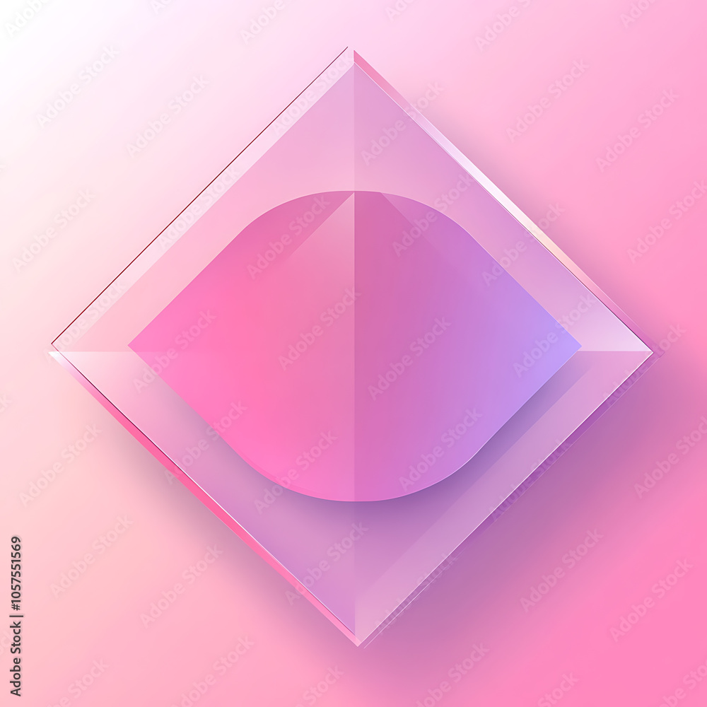 Poster abstract geometric shapes square frosted glass texture overlay on pink gradient circle isolated on w