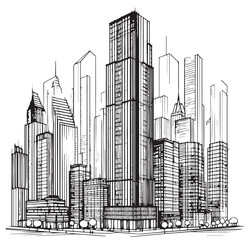Obraz premium High rise building sketch. Architecture