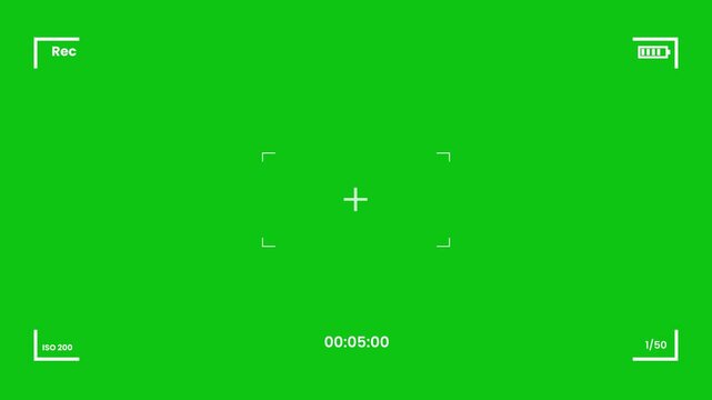 Video Camera Frame Viewfinder Overlay and Timer on Background. Template. 4K Video Animation