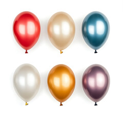 Six balloon isolated on a white background party decoration for celebrations