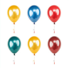 Six balloon isolated on a white background party decoration for celebrations