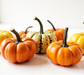 pumpkins different vegetables on white background