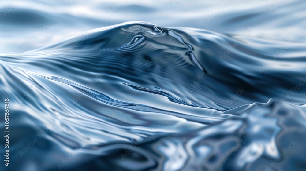 Poster blue water swirling with dynamic wave formations close-up photo with clean background