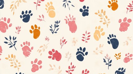 illustration, footprint, doodle, cartoon, animal, pattern, symbol, foot, background, square - composition, child, cute, design, no people, outline, adorable, wallpaper, abstract, art, graphic, pet, sk