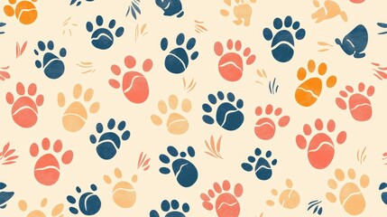 illustration, footprint, doodle, cartoon, animal, pattern, symbol, foot, background, square - composition, child, cute, design, no people, outline, adorable, wallpaper, abstract, art, graphic, pet, sk