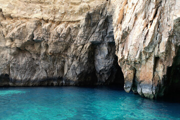 Blue Cave rock formation. Malta, Europe