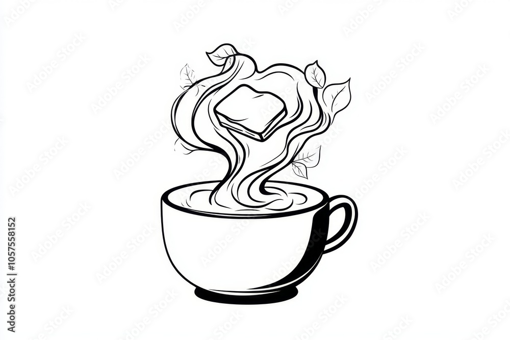 Poster simple line drawing of butter melting in a pan, with soft curves representing the smooth flow of mel