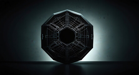 Black geometry art with sci-fi minimal concept