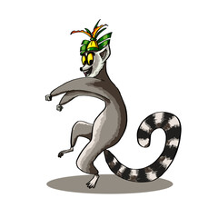 White sifaka with dark head on Madagascar island fauna. cute and curious primate with big eyes. Famous dancing lemur © Gabby