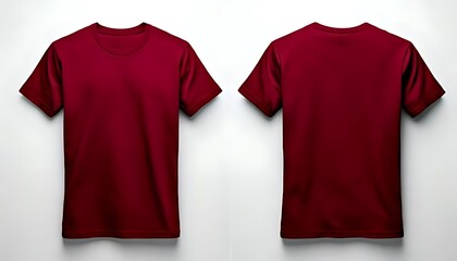 mockup maroon t-shirt on a plain white background