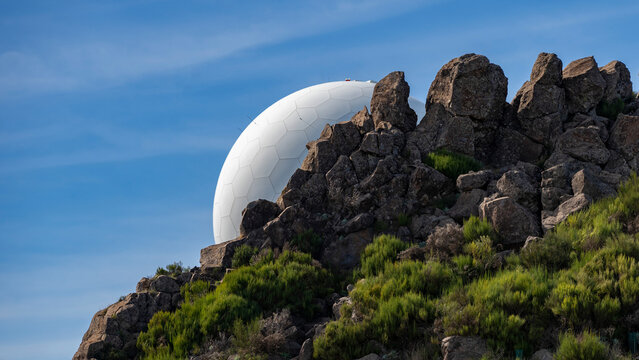 Optical observatory at Pico do Areeiro, Madeira island's third highest peak, Portugal; Sao Roque do Faial, Madeira, Portugal