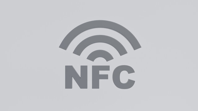 Minimalist 3d NFC logo , symbolizing proximity communication technology used in contactless payments and mobile devices.