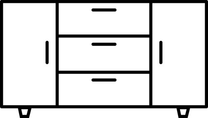 Kitchen Cabinet Vector Icon, Simple Cupboard Icon - Modern Outline of Kitchen Storage Unit, Minimalist Kitchen Furniture Illustration