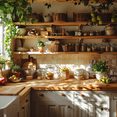kitchen interior in boho style	