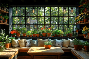 Cozy indoor urban garden sanctuary filled with vibrant greenery