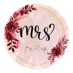 Mr & Mrs lettering vector template motivation font. Mr and Mrs cupcake topper, cake topper. Mr and Mrs wedding lettering cake topper vector design, holiday calligraphy swirls. wedding, love engagement