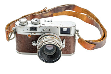 Vintage Film Camera with Leather Strap and Lens