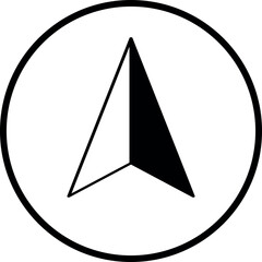 North Arrow Compass Icon in Circle, Circular Compass Rose Icon, Directional Navigation Symbol, Simple Compass Outline