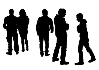 Big crowds people walking on white background