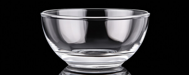 Transparent glass bowl elegantly displayed on dark background for modern minimalism concept