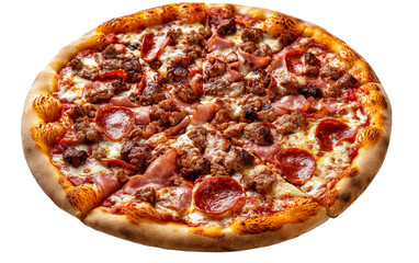 Delicious Meat Lover's Pizza Topped with Pepperoni and Sausage Perfect for Any Meal or Gathering