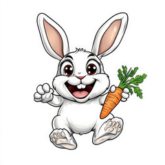 Fototapeta premium Joyful Cartoon Rabbit Holding a Carrot Illustration