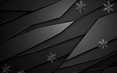 Black layered background with snowflake designs for winter-themed graphics and decorations