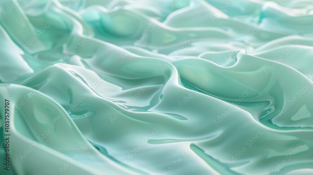 Aufkleber Sunlit mint green waves creating a soothing abstract pattern Close-up photo with clean background