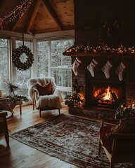 Fototapeta premium Christmas Eve by the Fireplace