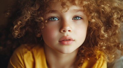 Fototapeta premium Charming young girl with curly hair