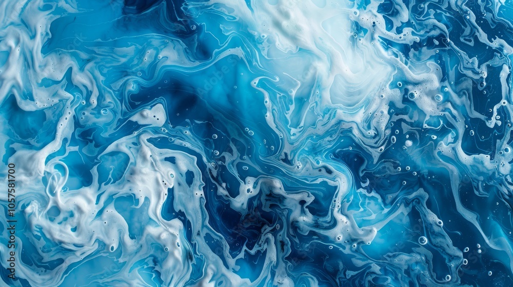 Poster swirling blue water with waves forming intricate patterns close-up photo with clean background