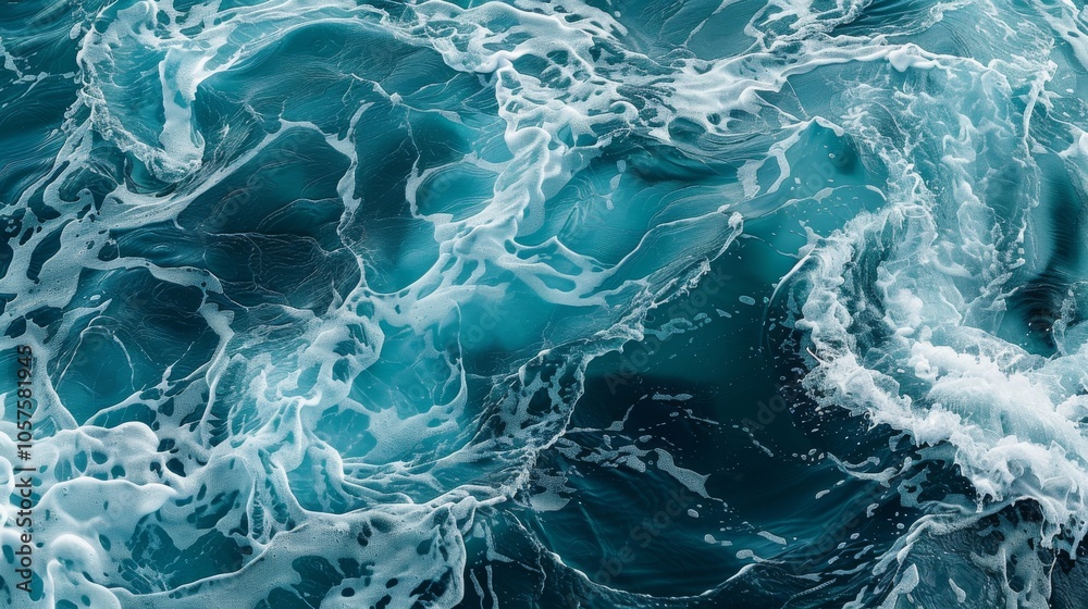 Poster swirling blue water with waves forming intricate patterns close-up photo with clean background
