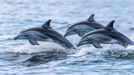 Naklejka premium Charming dolphins swimming gracefully in the ocean