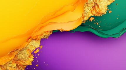 Vibrant abstract artwork featuring rich colors and textures a fusion of gold green orange and purple to inspire creativity