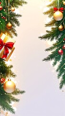 Christmas tree and gifts frame design background.