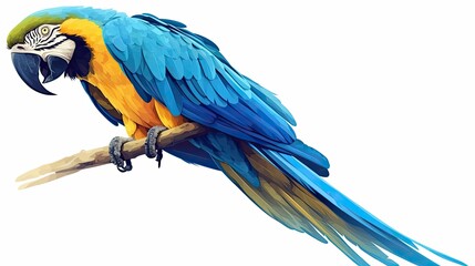 Obraz premium A Vibrant Blue and Yellow Macaw Perched on a Branch