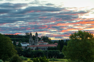 Sunset over a village in spain