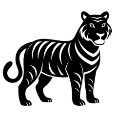 Tiger Black Silhouette Vector illustration Tiger Vector Silhouette on transparent background