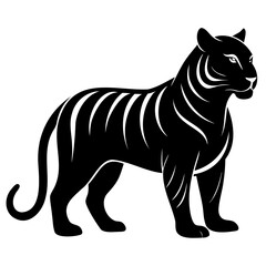 Fototapeta premium Tiger Black Silhouette Vector illustration Tiger Vector Silhouette on transparent background