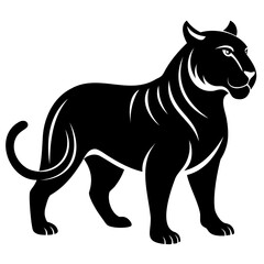 Tiger Black Silhouette Vector illustration Tiger Vector Silhouette on transparent background