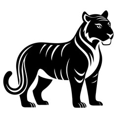 Tiger Black Silhouette Vector illustration Tiger Vector Silhouette on transparent background