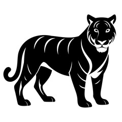 Tiger Black Silhouette Vector illustration Tiger Vector Silhouette on transparent background