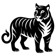 Tiger Black Silhouette Vector illustration Tiger Vector Silhouette on transparent background