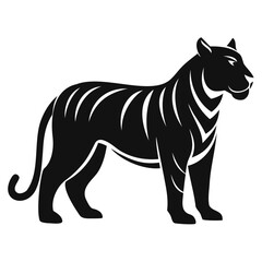 Tiger Black Silhouette Vector illustration Tiger Vector Silhouette on transparent background