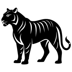 Tiger Black Silhouette Vector illustration Tiger Vector Silhouette on transparent background