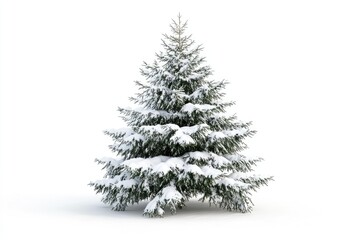 Fototapeta premium spruce covered with snow isolated on white background