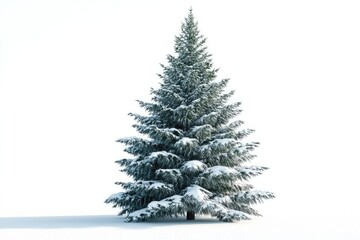 Obraz premium spruce covered with snow isolated on white background