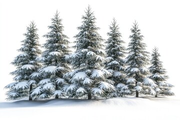 Obraz premium Spruce covered with snow isolated on white background winter forest