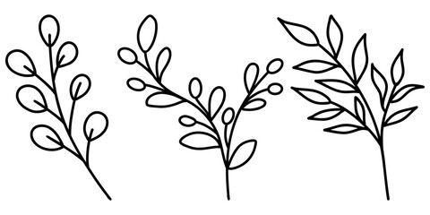 Obraz premium Set of doodle leaves, Foliage Clip Art