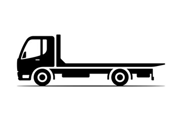 Tow truck icon. Black silhouette. Side view. Vector simple flat graphic illustration. Isolated object on white background. Isolate.